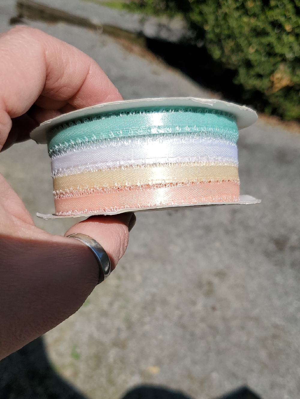 VINTAGE- HOME SWEET HOME  Pearl Edged Satin Ribbon Spool - Multicolor, 36ft.